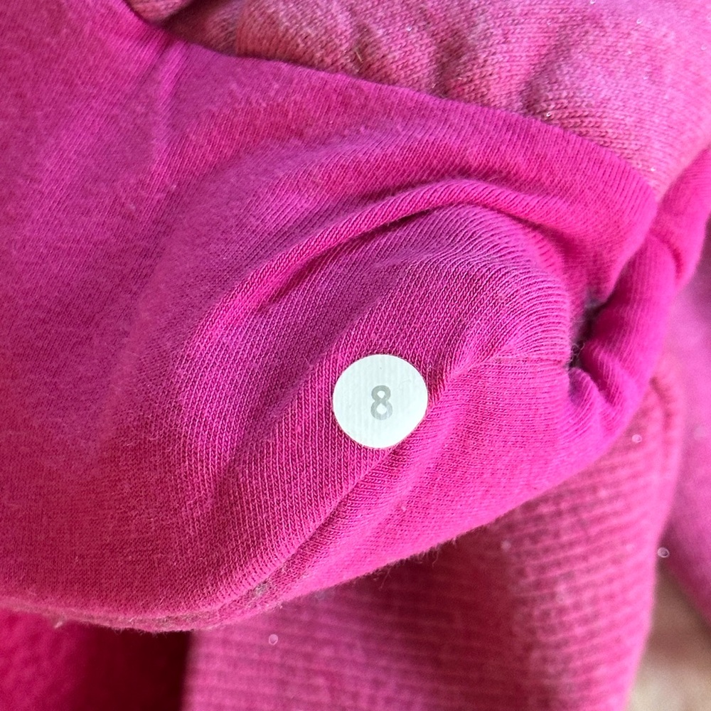 Sz 8 Lululemon Cuddle Up scuba full zip jacket sweatshirt heathered Paris pink - Picture 9 of 9